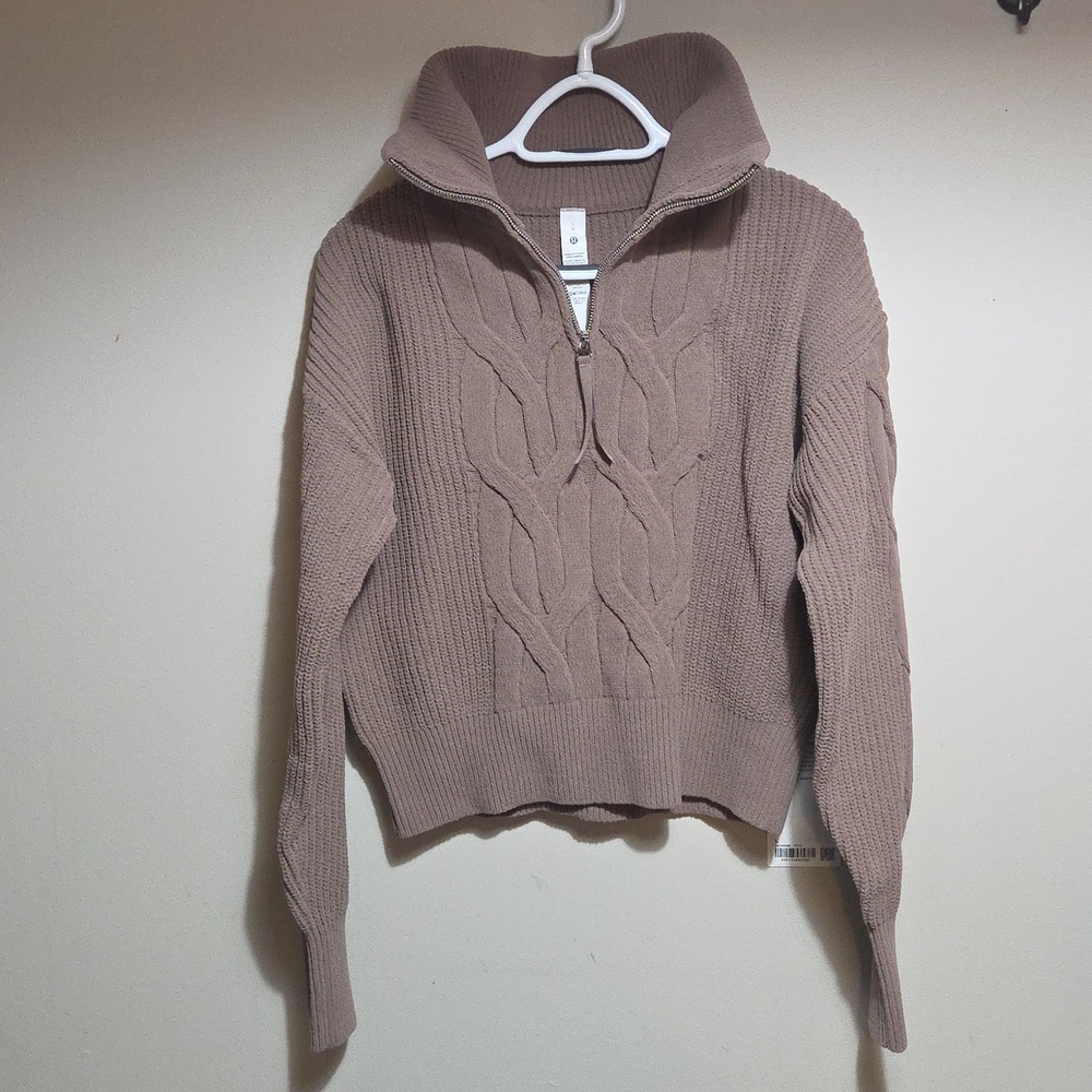 Lululemon Cable-Knit Oversized Half Zip *Taupetastic Size Large NWT